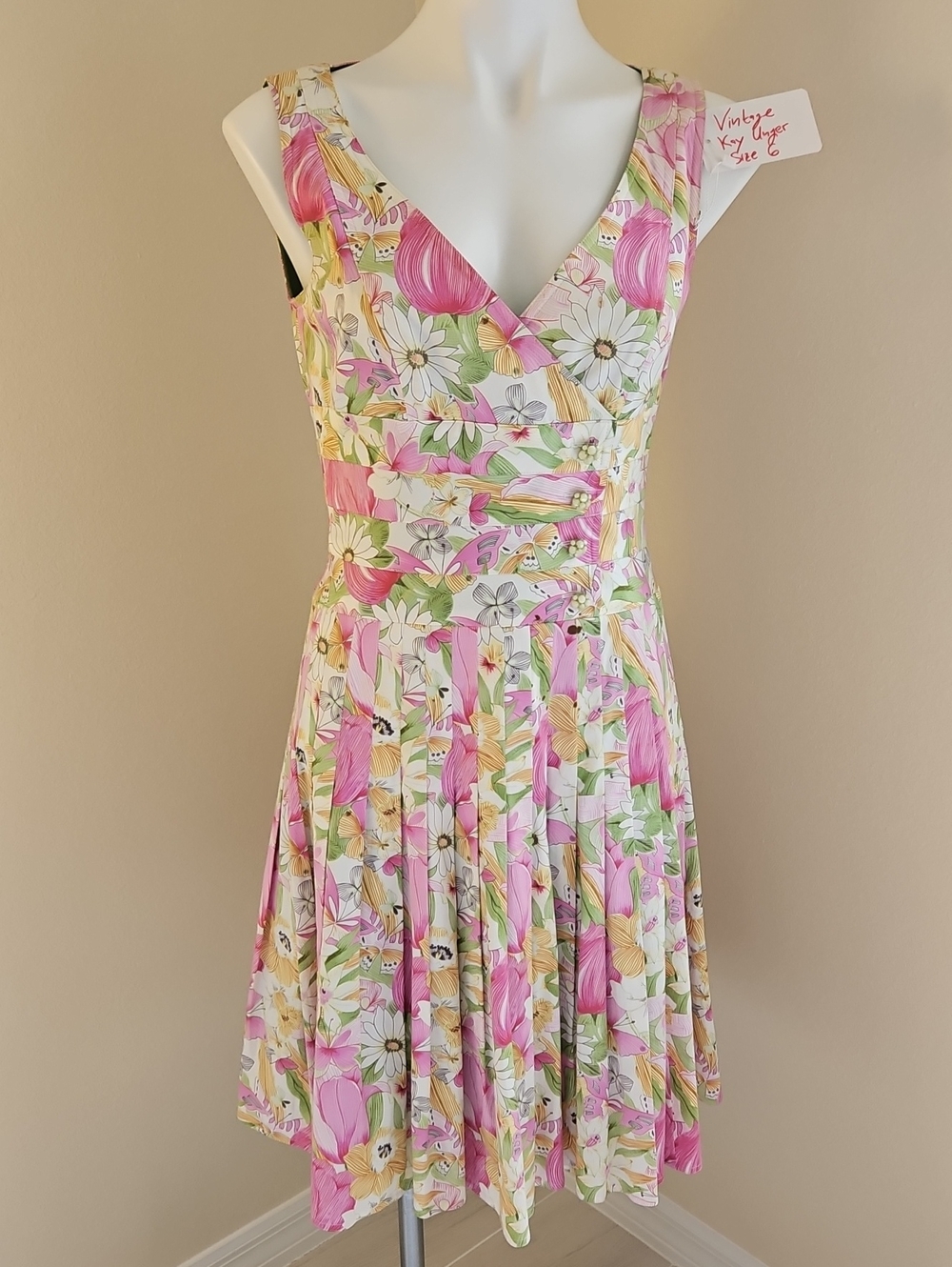 Kay Unger Vintage Floral Cotton Dress